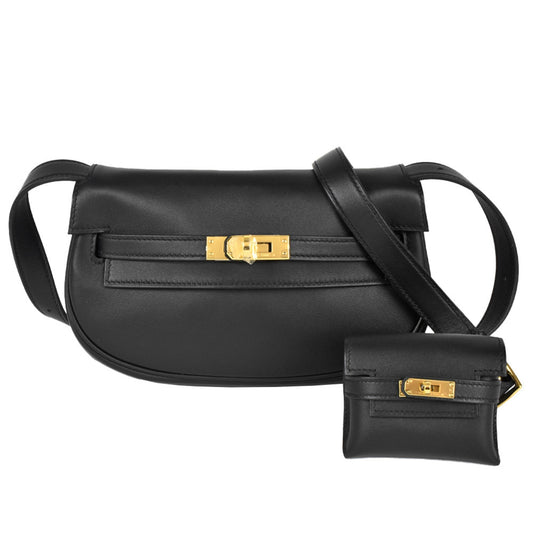 Hermes Kelly Black Swift Leather Shoulder Bag ( )