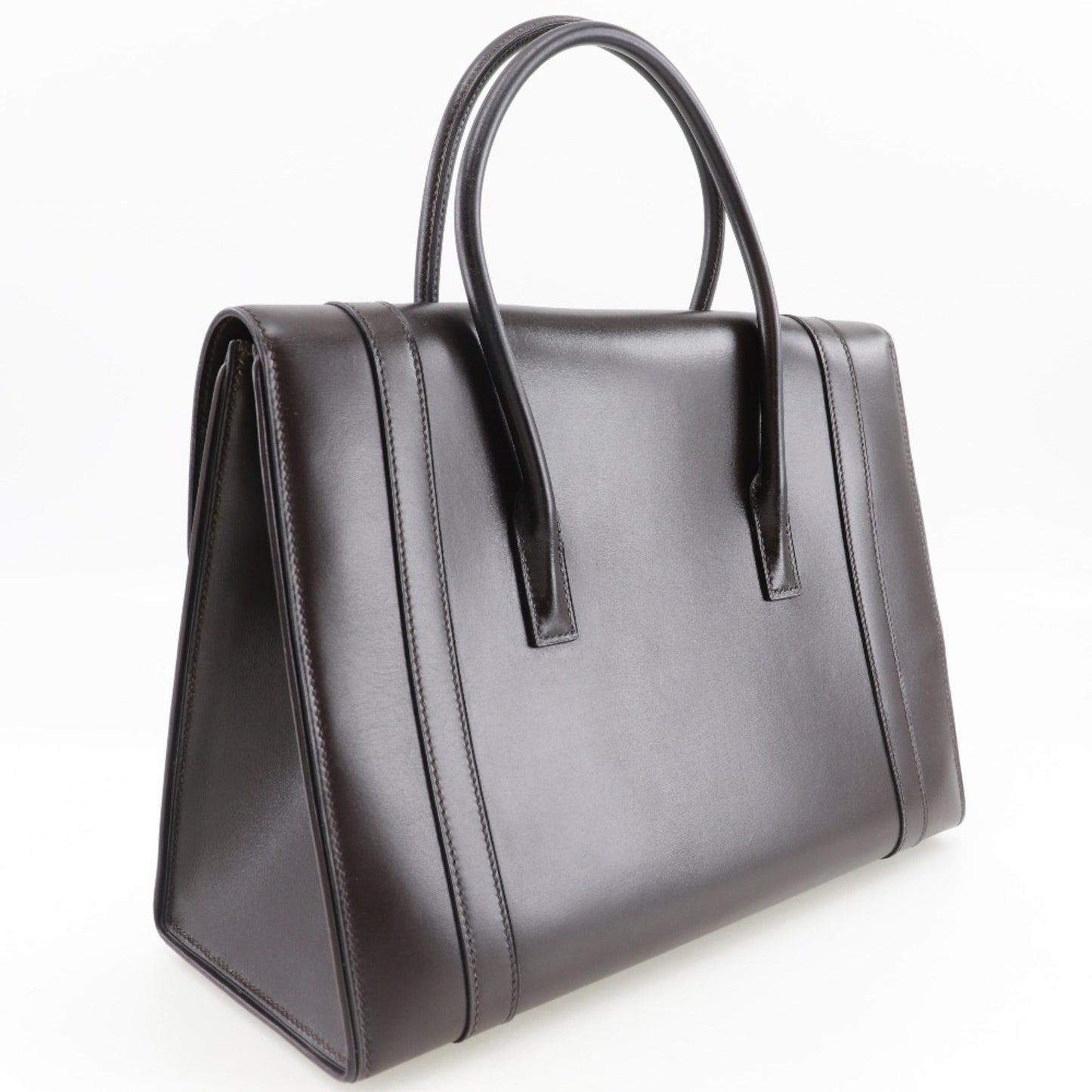 Hermes Drag Brown Box Calf Leather Handbag ( )