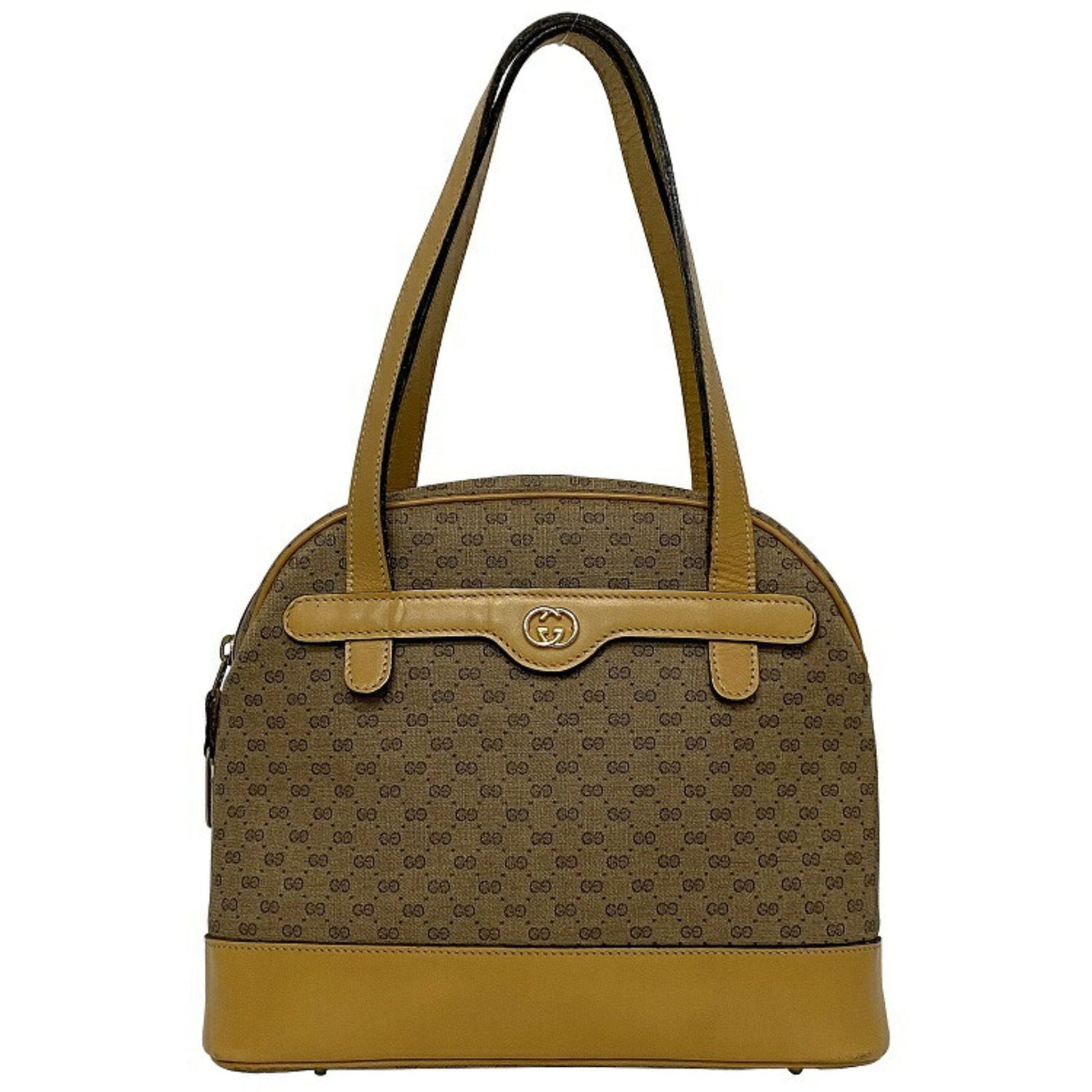 Gucci Boston Beige Leather PVC Boston Bag