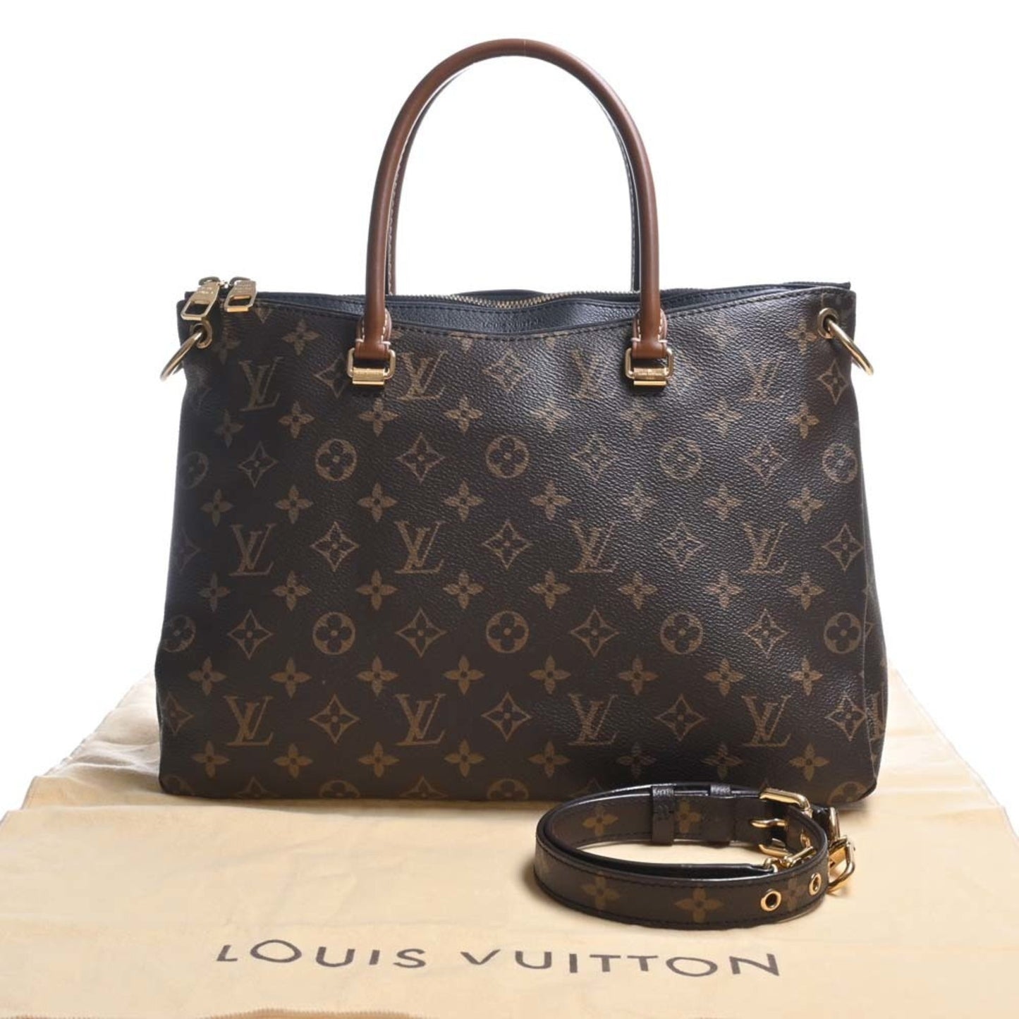 LOUIS VUITTON Monogram Pallas HandBag Brown/Black Ladies