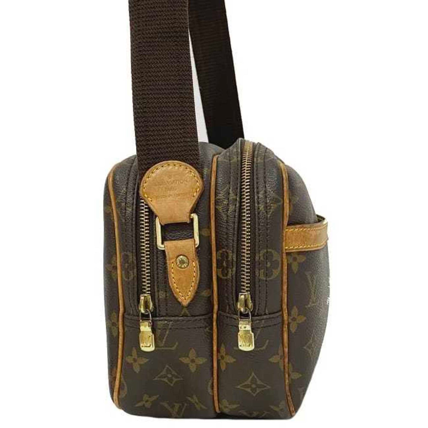 LOUIS VUITTON Shoulder Bag Reporter PM Brown Beige Gold Monogram Canvas Nume
