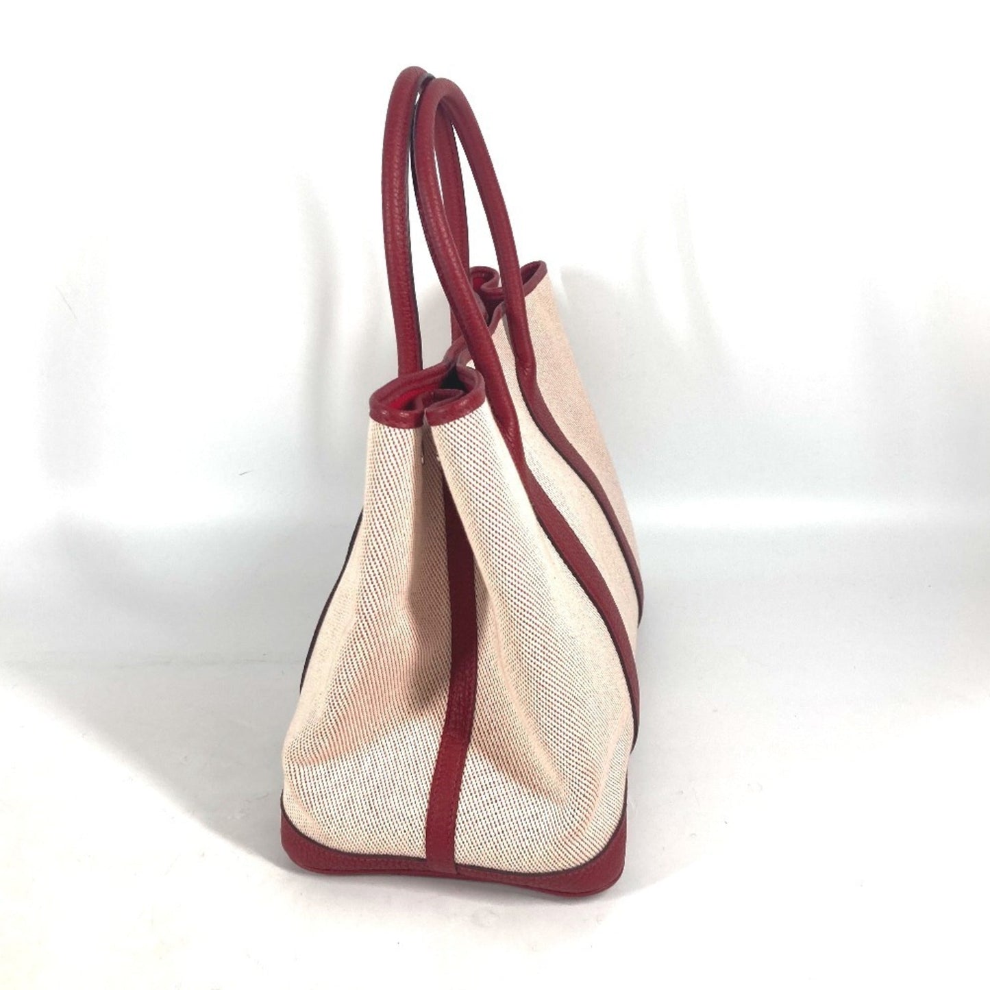 Hermes Ecru Red Color Rouge H Toile H Negonda Leather Handbag Shoulder Bag Tote Bag ( )