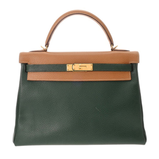 Hermes Green Natural Ardennes Leather Handbag ( )