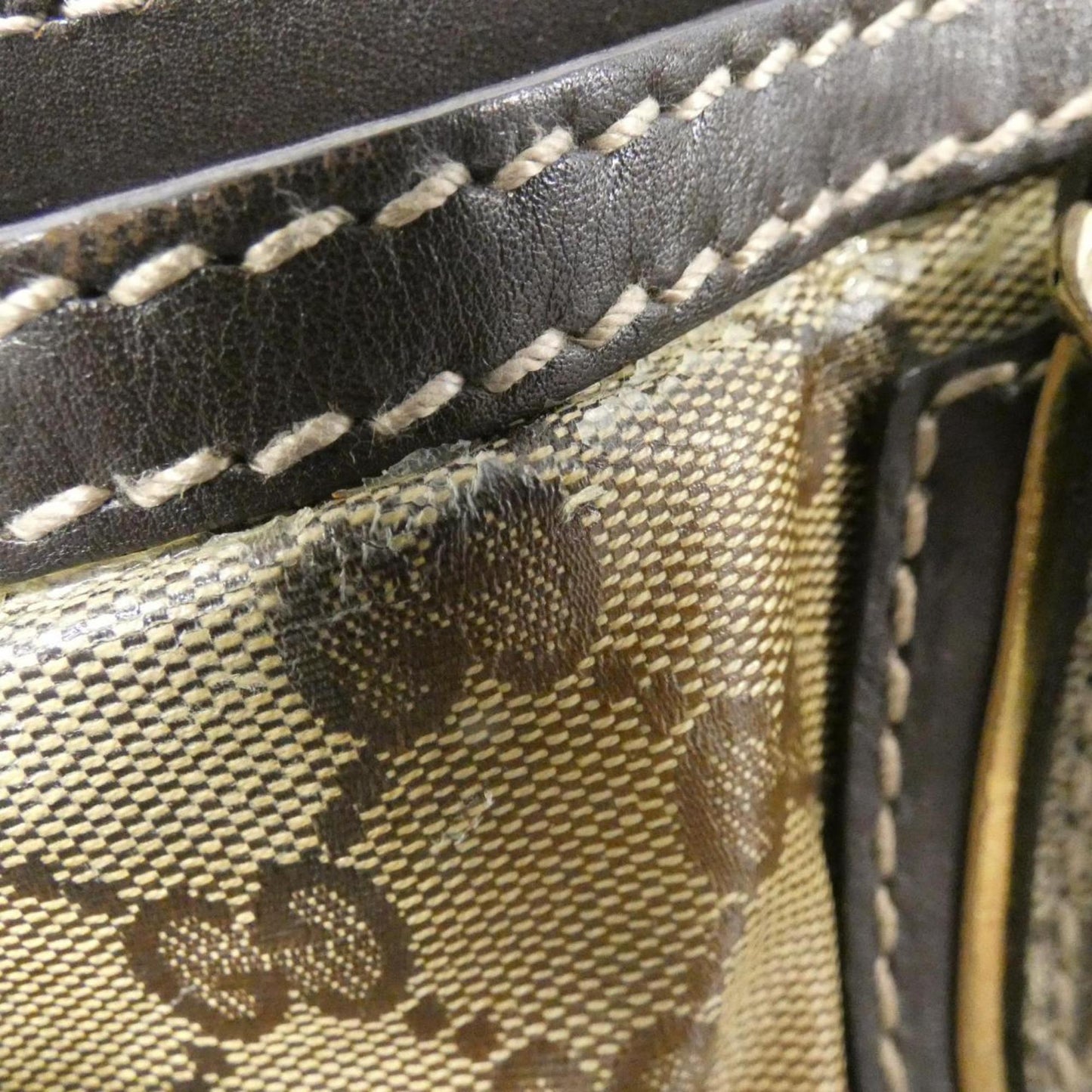 Gucci Leather Canvas Handbag