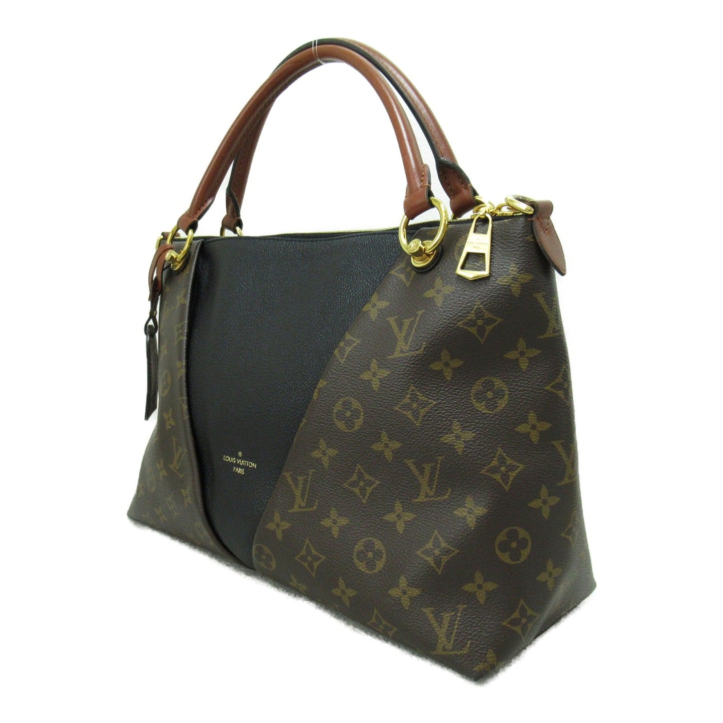 Louis Vuitton V Tote MM Shoulder Bag Brown Black Monogram PVC coated canvas
