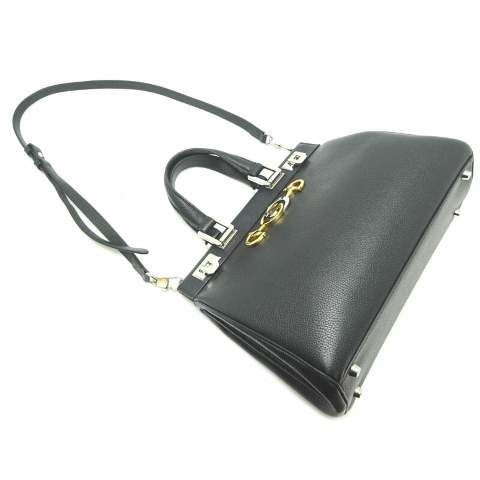 Gucci Black Leather Shoulder Bag Style 8