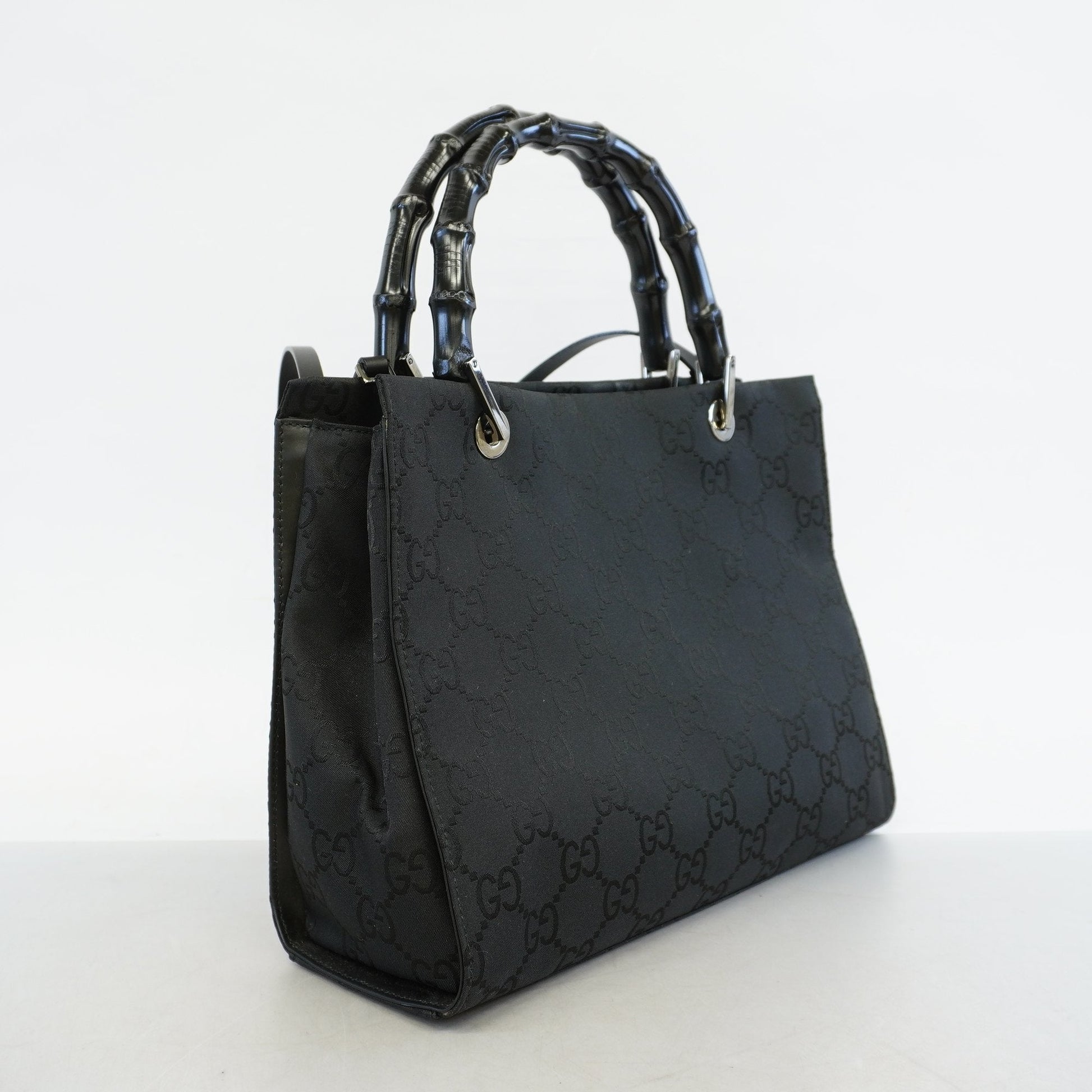 Gucci Bamboo Black Nylon Handbag