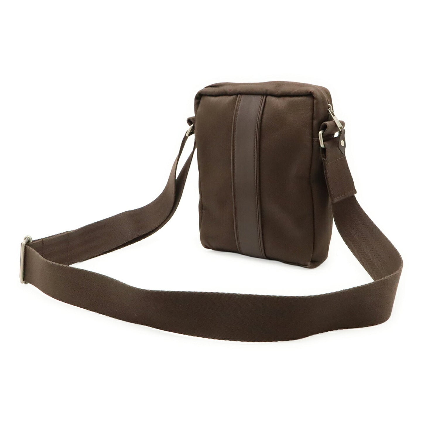 Hermes Brown Dark Brown Toile Chevron Pochette Shoulder Bag ( )
