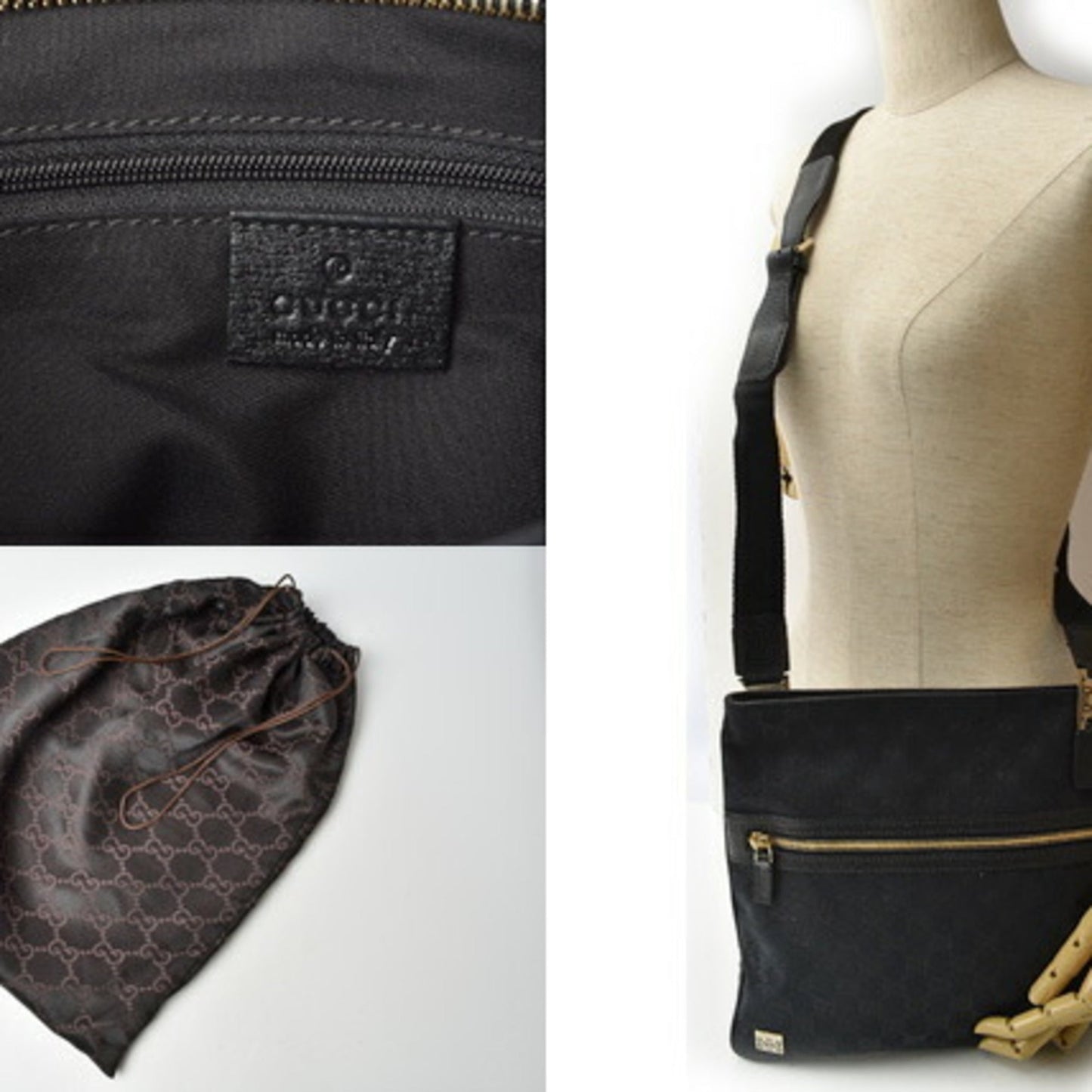 Gucci Black Canvas Shoulder Bag