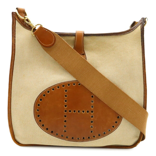 Hermes Evelyne Black Brown Natural Yellow Toile H Shoulder Bag ( )
