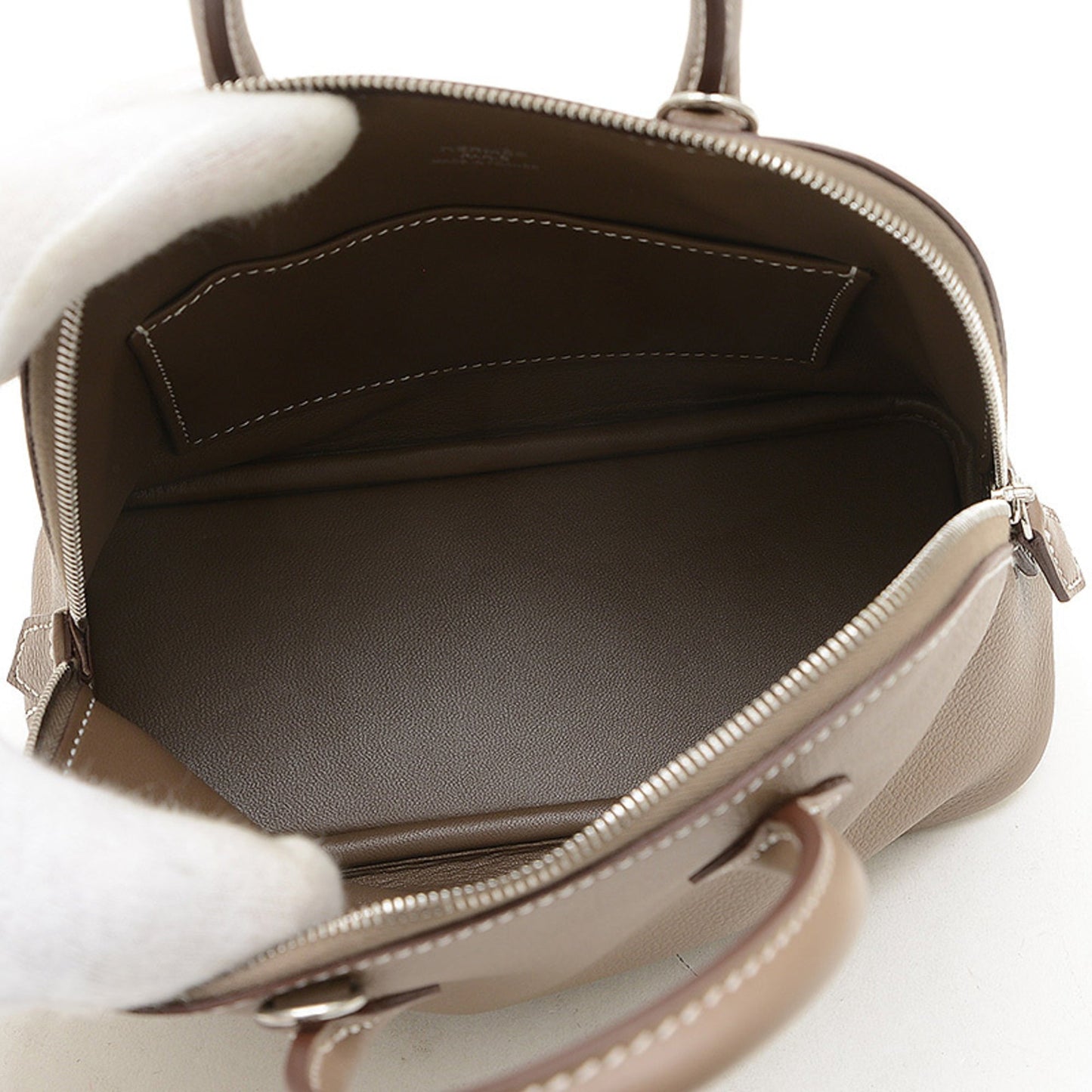 Hermes Bolide Etoupe Gray Leather Handbag ( )