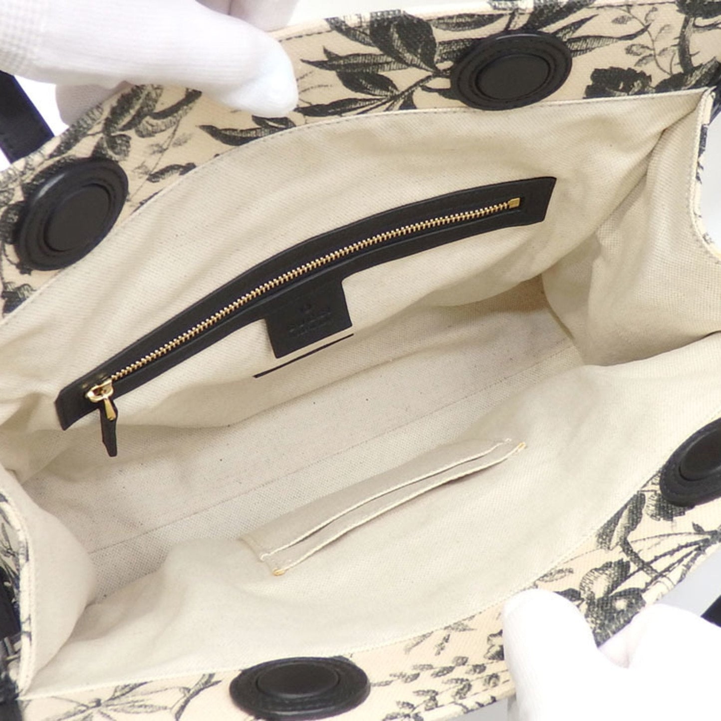Gucci Butterfly Black Leather Canvas Tote