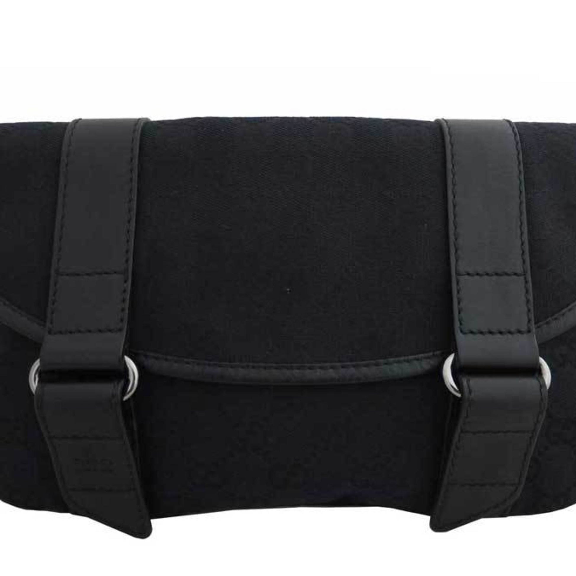 Gucci Black Leather Canvas Handbag Style 4