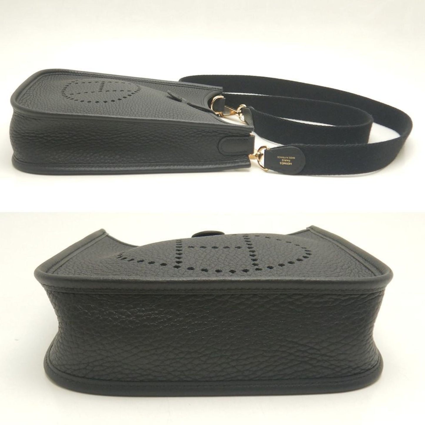 Hermes Evelyne Black Taurillon Clemence Leather Shoulder Bag ( )