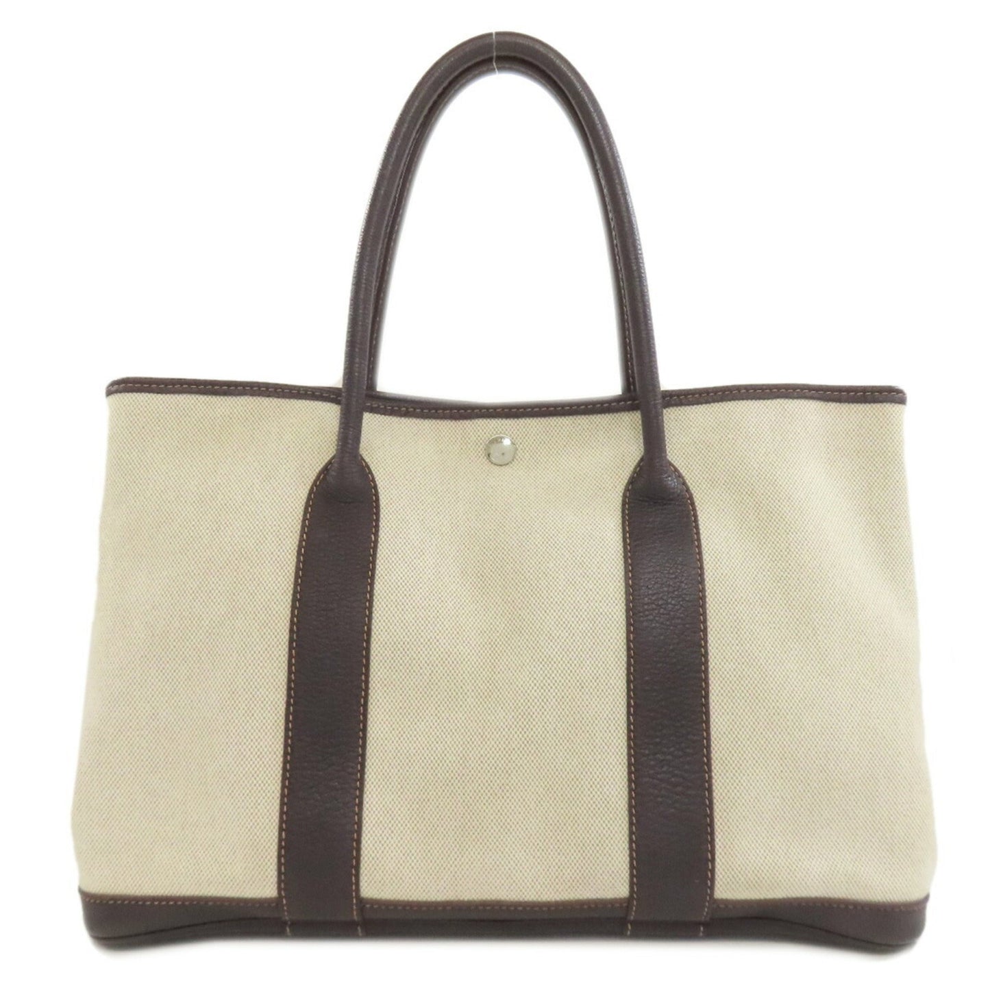 Hermes Garden Marron Toile H Negonda Leather Tote Bag ( )