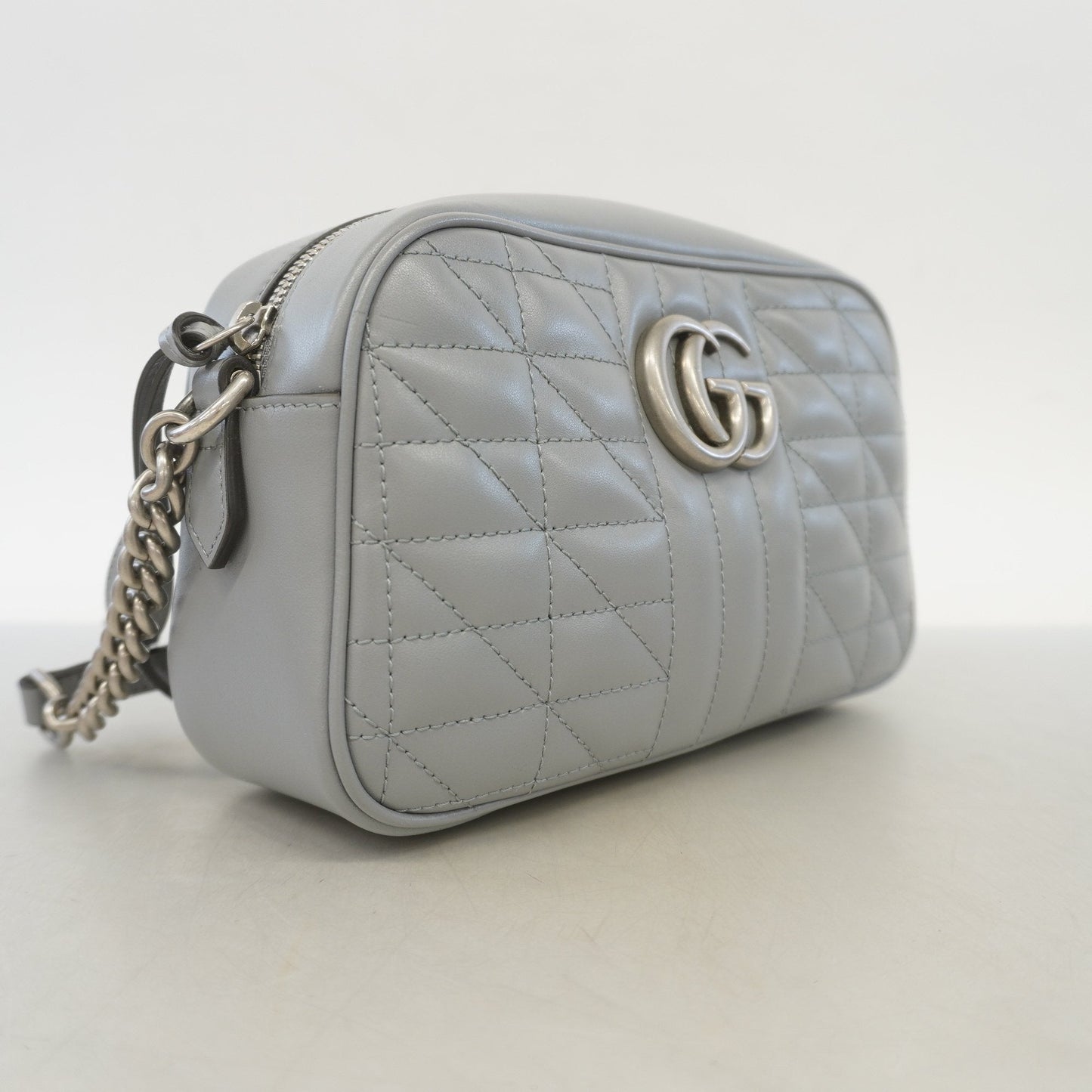 Gucci GG Marmont Grey Leather Shoulder Bag