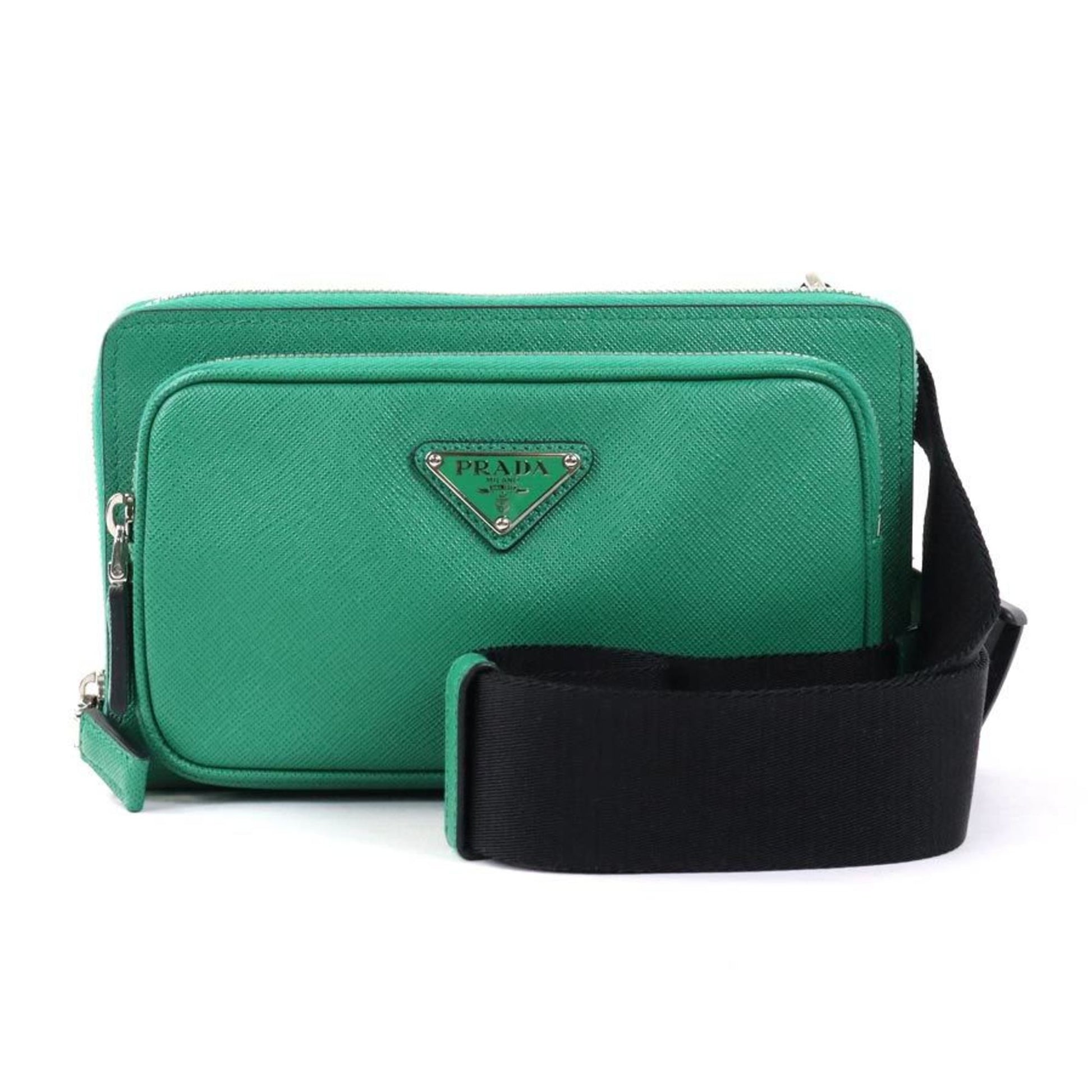 Prada waist Bag body leather green unisex