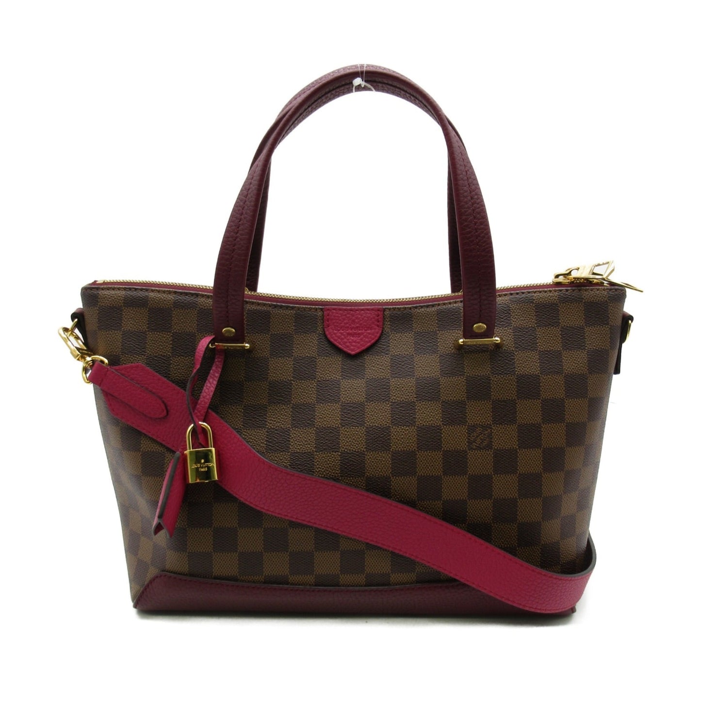 LOUIS VUITTON Hyde Park Tote Bag Brown Fuschia Damier PVC coated canvas