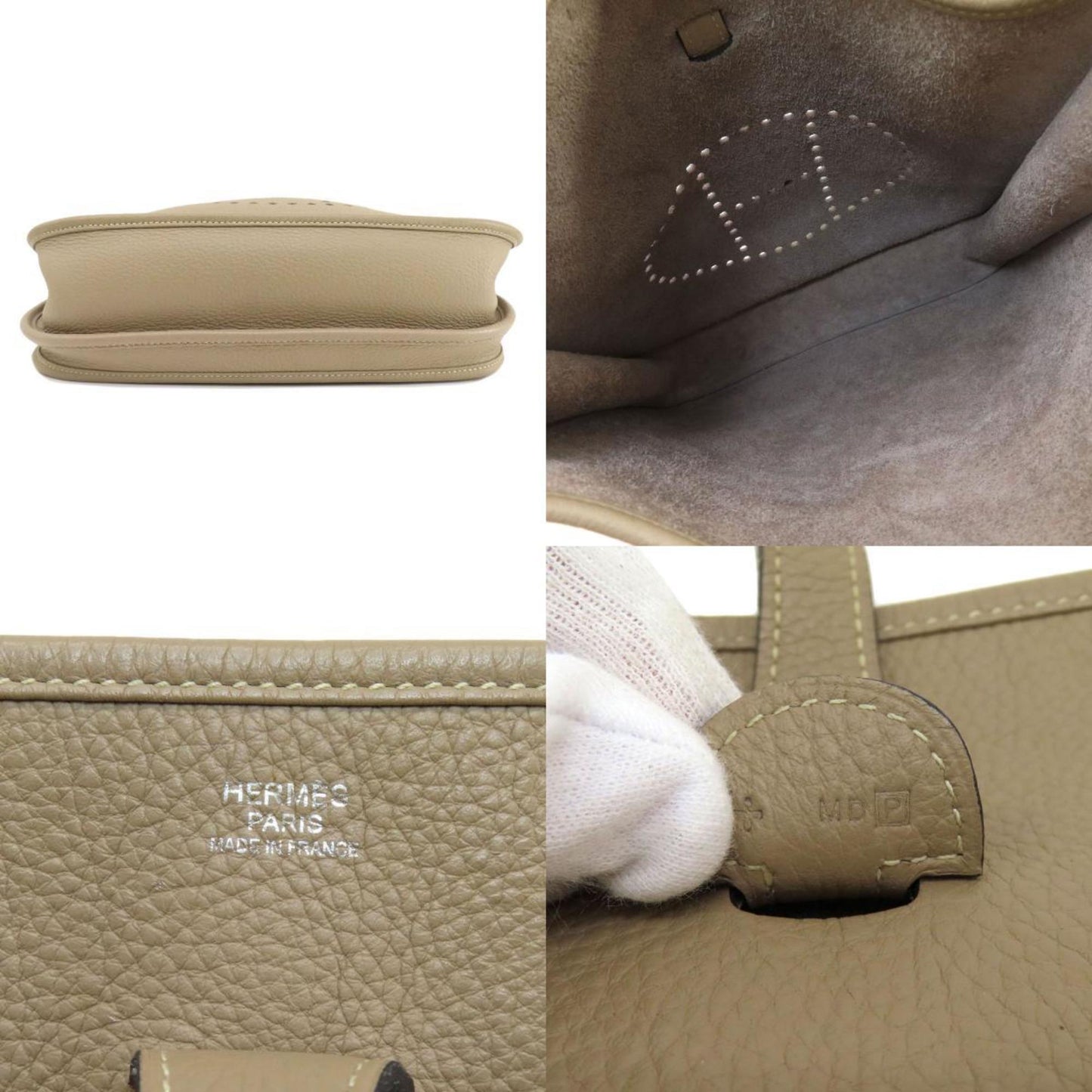 Hermes Gris Tourterelle Leather Shoulder Bag ( )