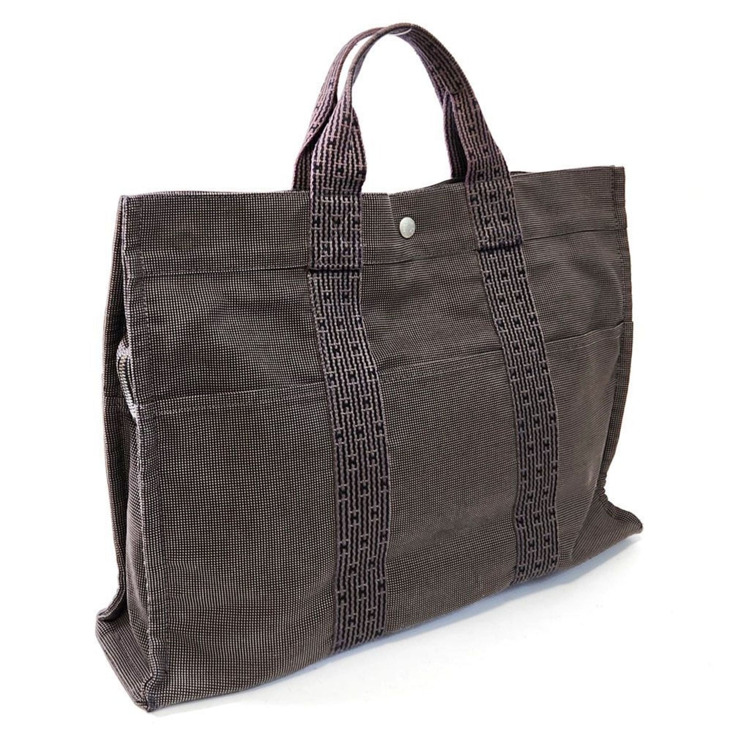 Hermes Gray Canvas Handbag Tote Bag ( )