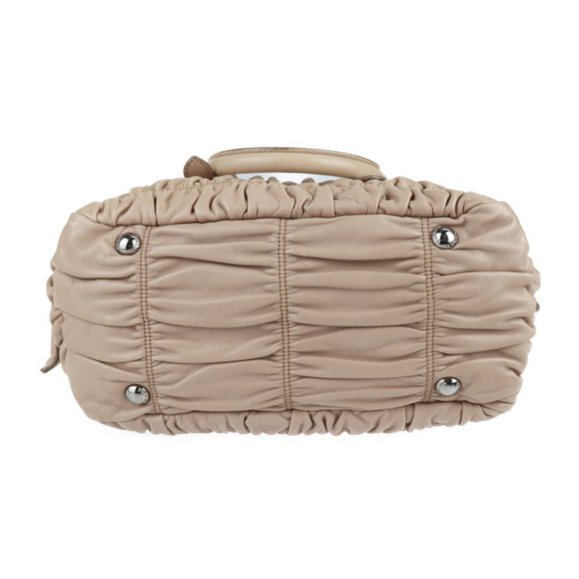 Prada handBag nappa leather CAMMEO beige 2WAY shoulder Bag tote gather
