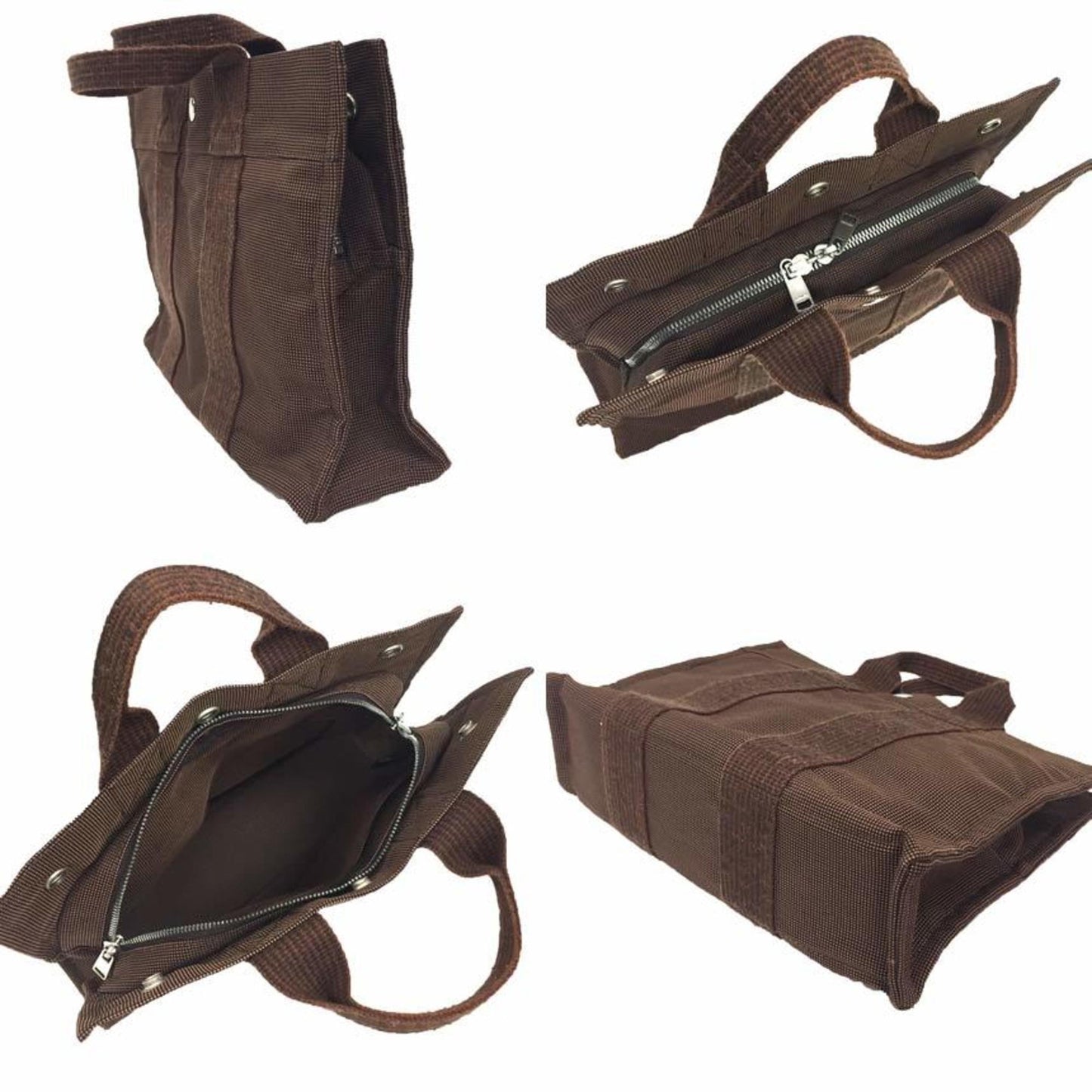 Hermes Brown Nylon Canvas Tote Bag ( )