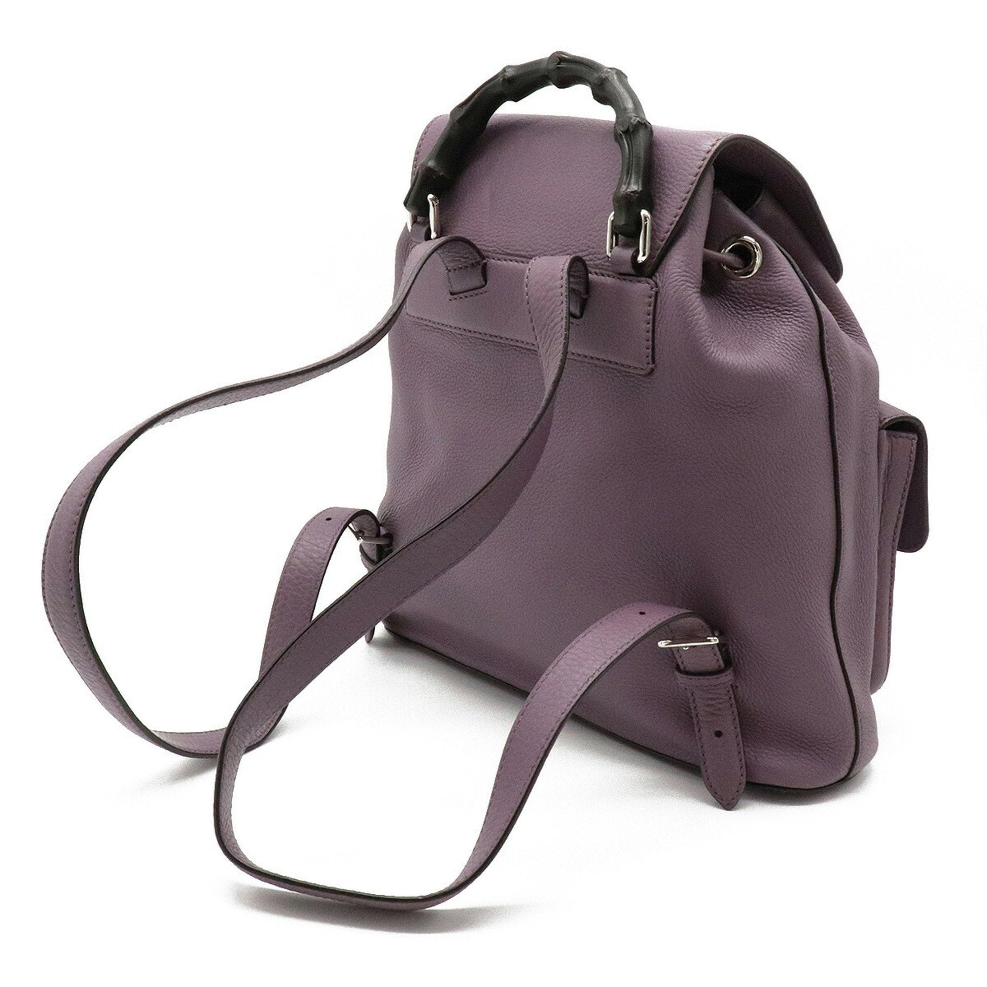 Gucci Bamboo Purple Leather Shoulder Bag