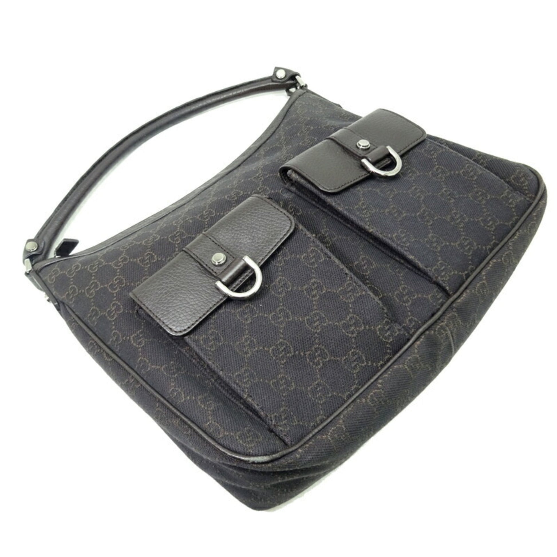 Gucci Leather Canvas Shoulder Bag