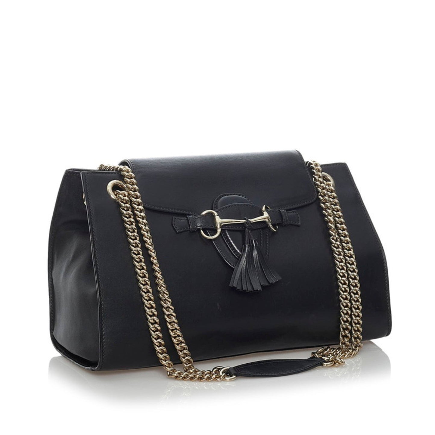 Gucci Horsebit Black Leather Chain Shoulder Bag