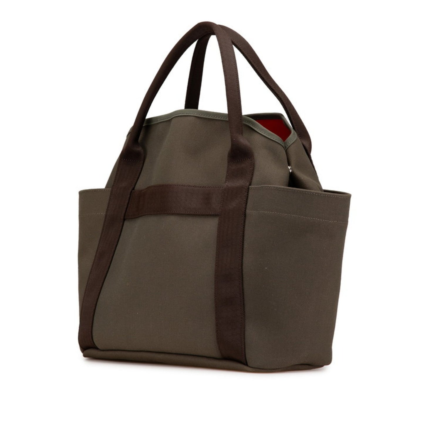 Hermes Green Khaki Canvas Shoulder Bag Tote Bag ( )