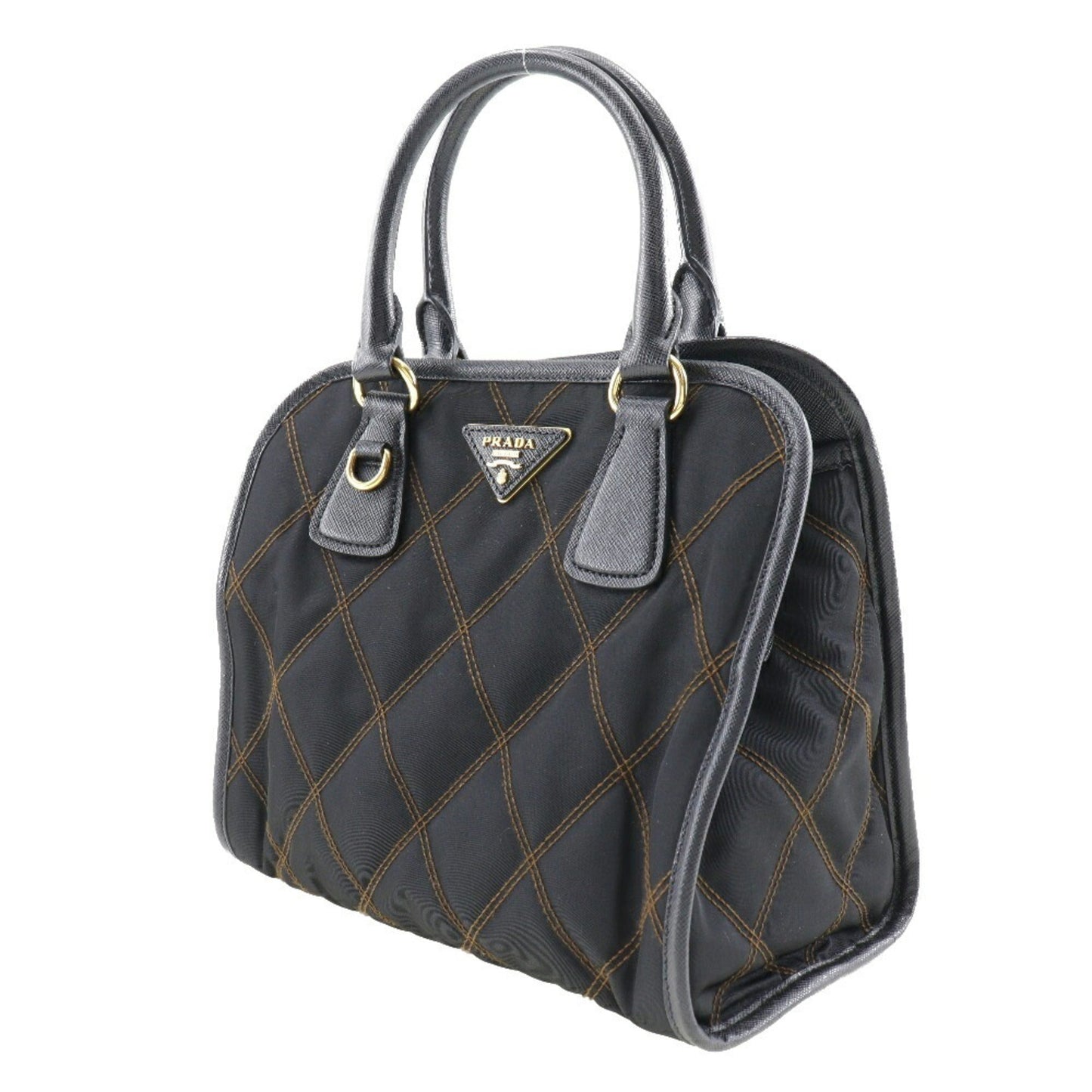 Prada Saffiano HandBag Quilted 2WAY Shoulder Nylon Crossbody Magnetic Type Safiano Ladies