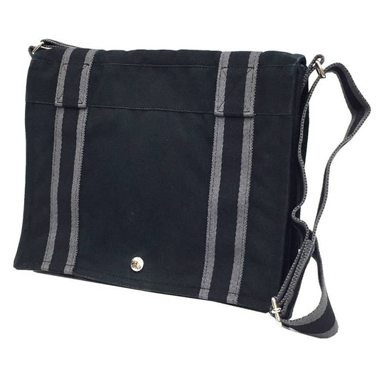 Hermes Fourre Tout Black Canvas Messenger Bag Shoulder Bag ( )
