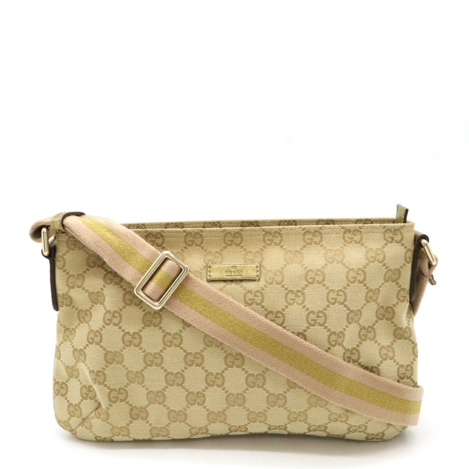 Gucci Pochette Leather Canvas Shoulder Bag
