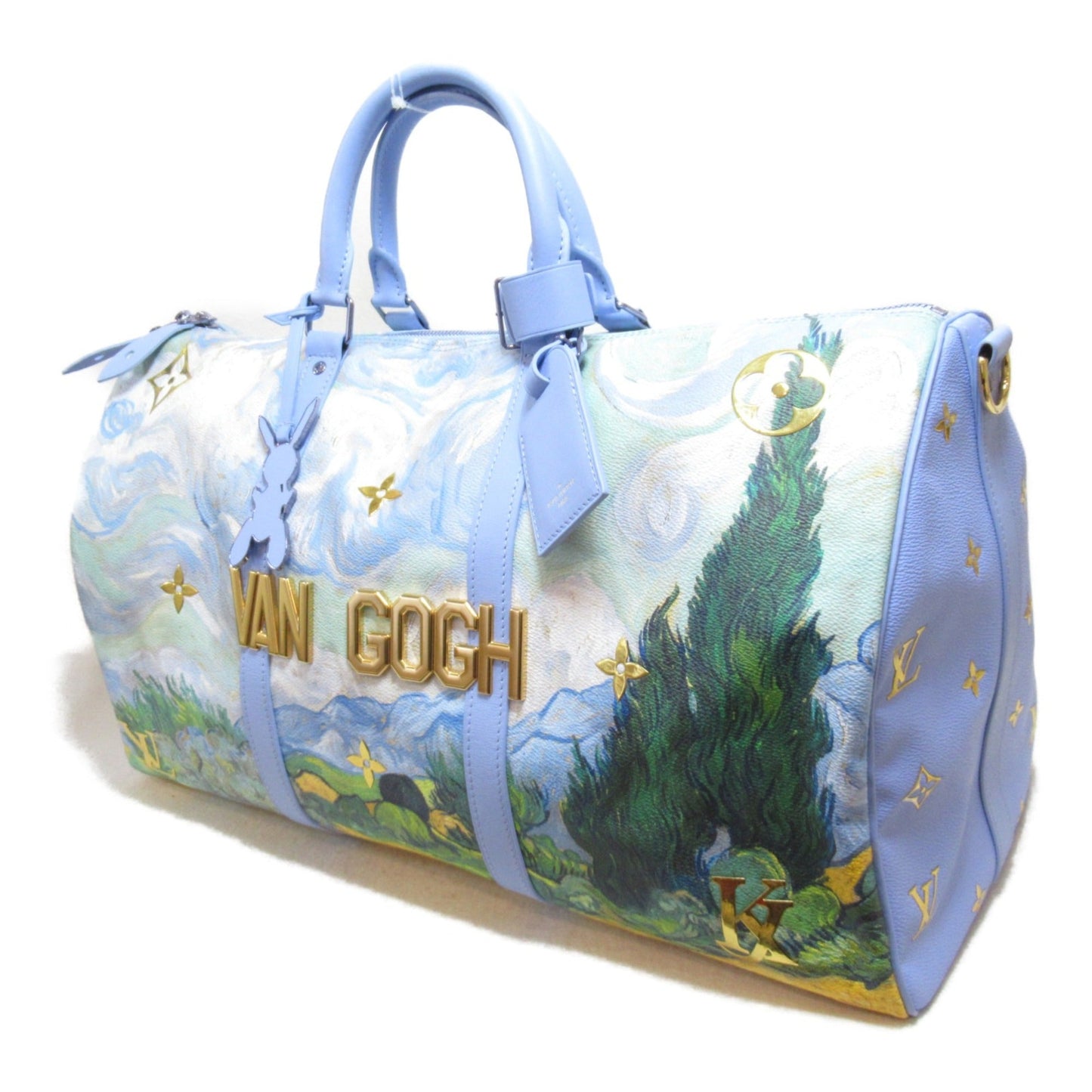 LOUIS VUITTON Van Gogh Keepall Bandouliere 50 Boston Bag Blue PVC coated canvas Masters collection
