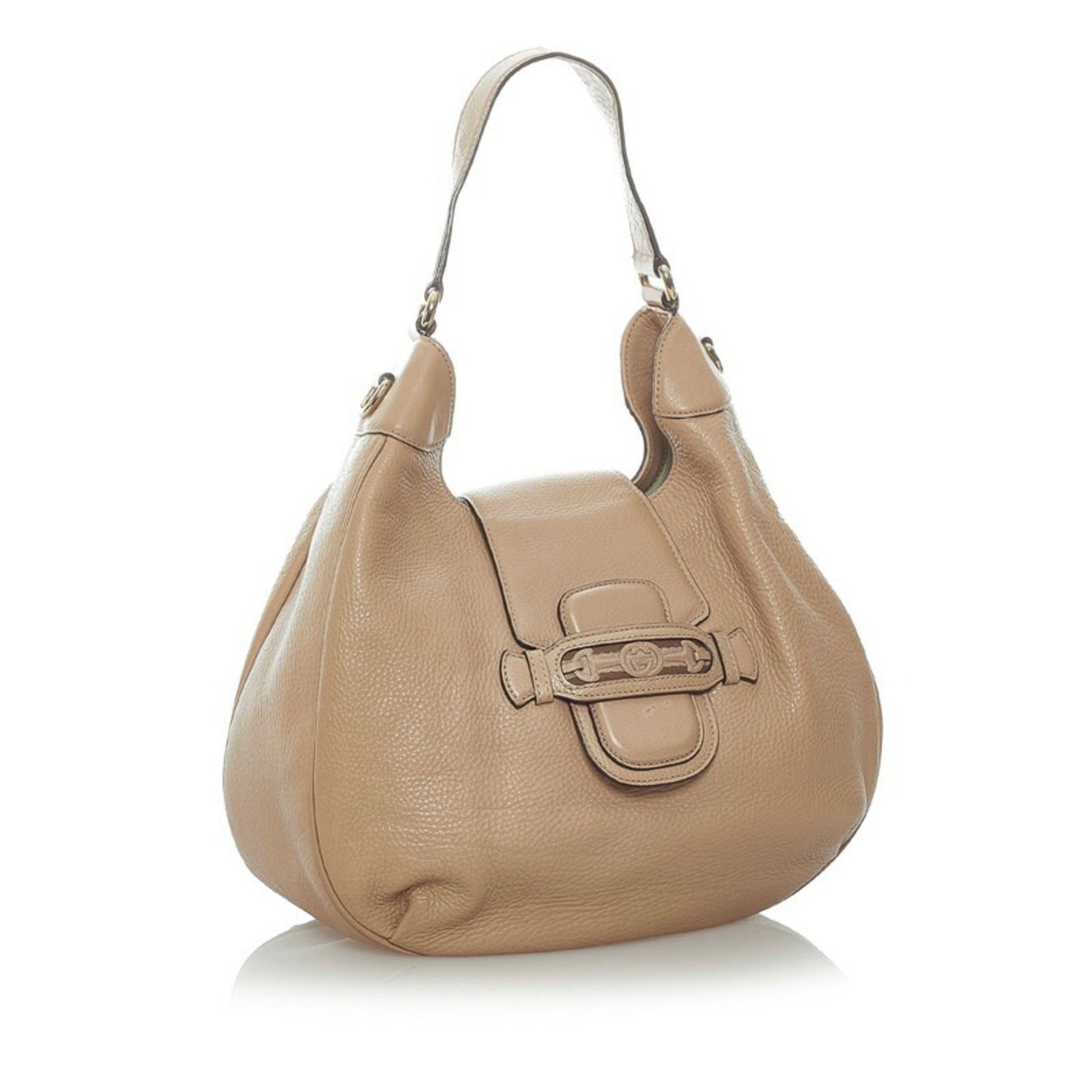 Gucci Horsebit Beige Leather Shoulder Bag
