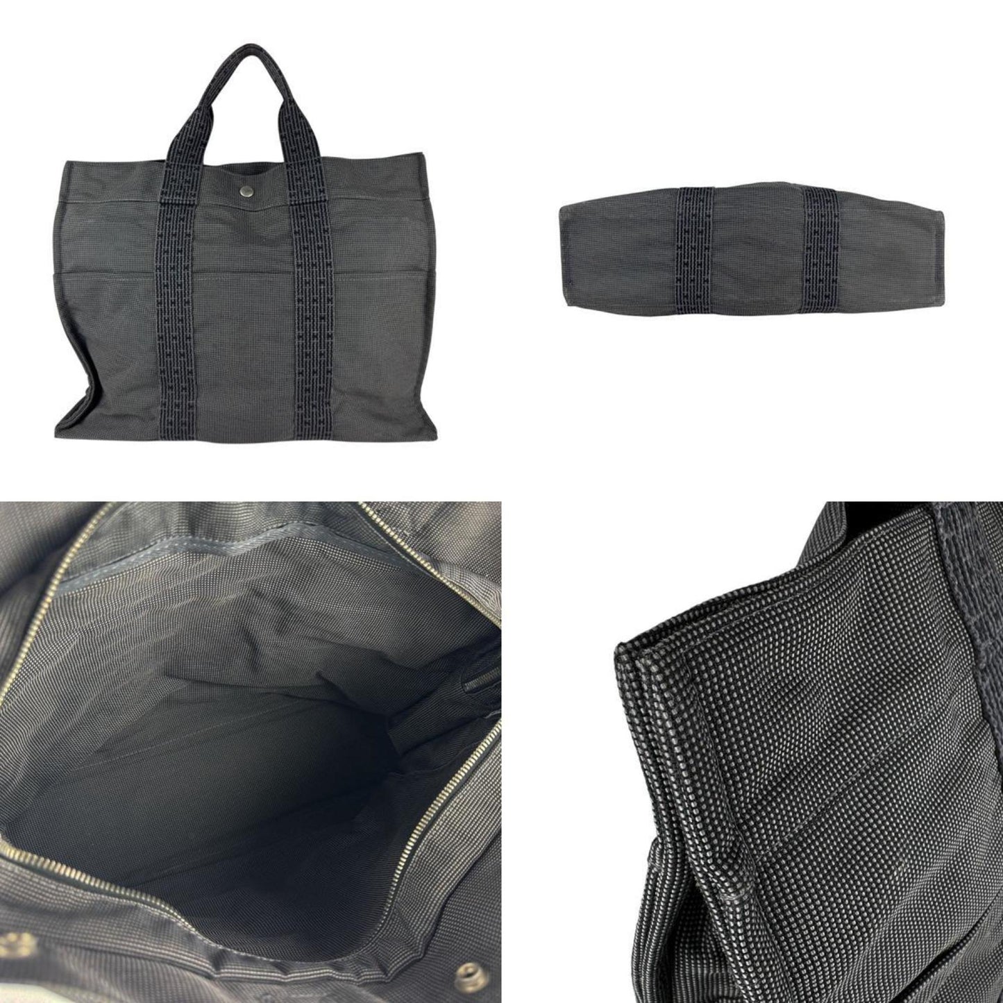 Hermes Gray Nylon Canvas Handbag ( )