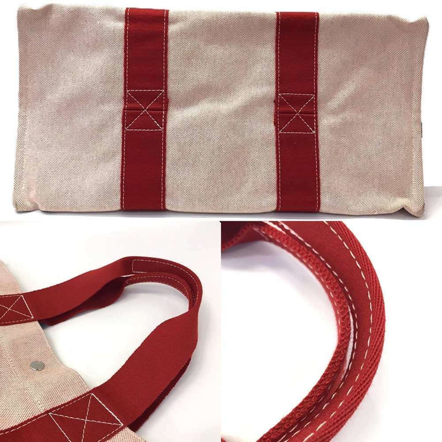 Hermes Bora Bora Red Color Canvas Handbag Tote Bag ( )