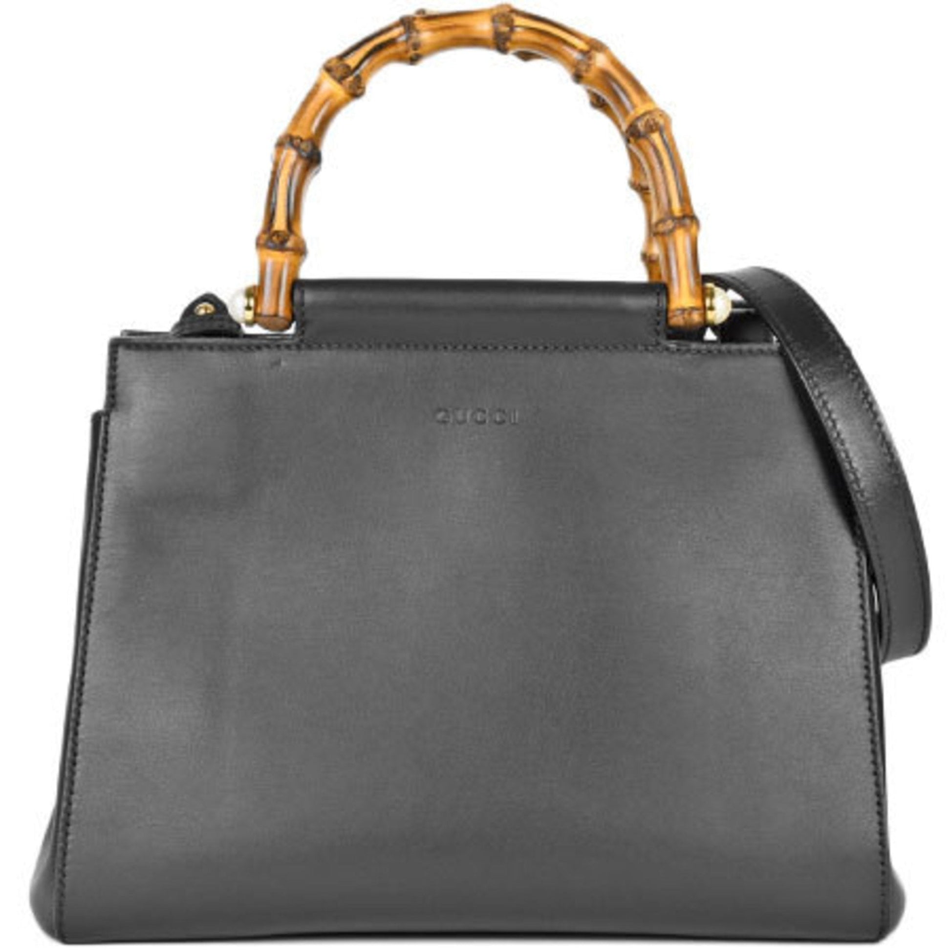 Gucci Bamboo Black Leather Shoulder Bag Style 8