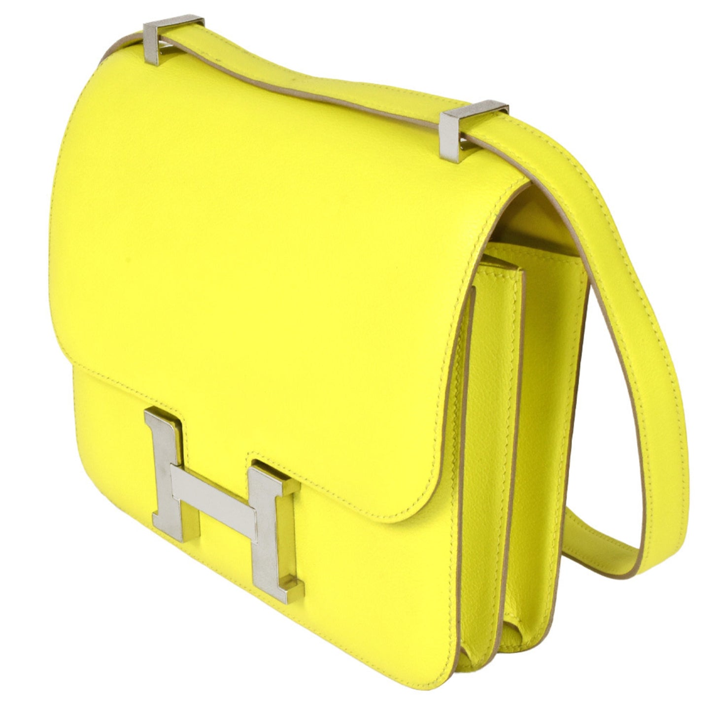 Hermes Constance Lime Lime Yellow Yellow Evercalf Leather Shoulder Bag ( )