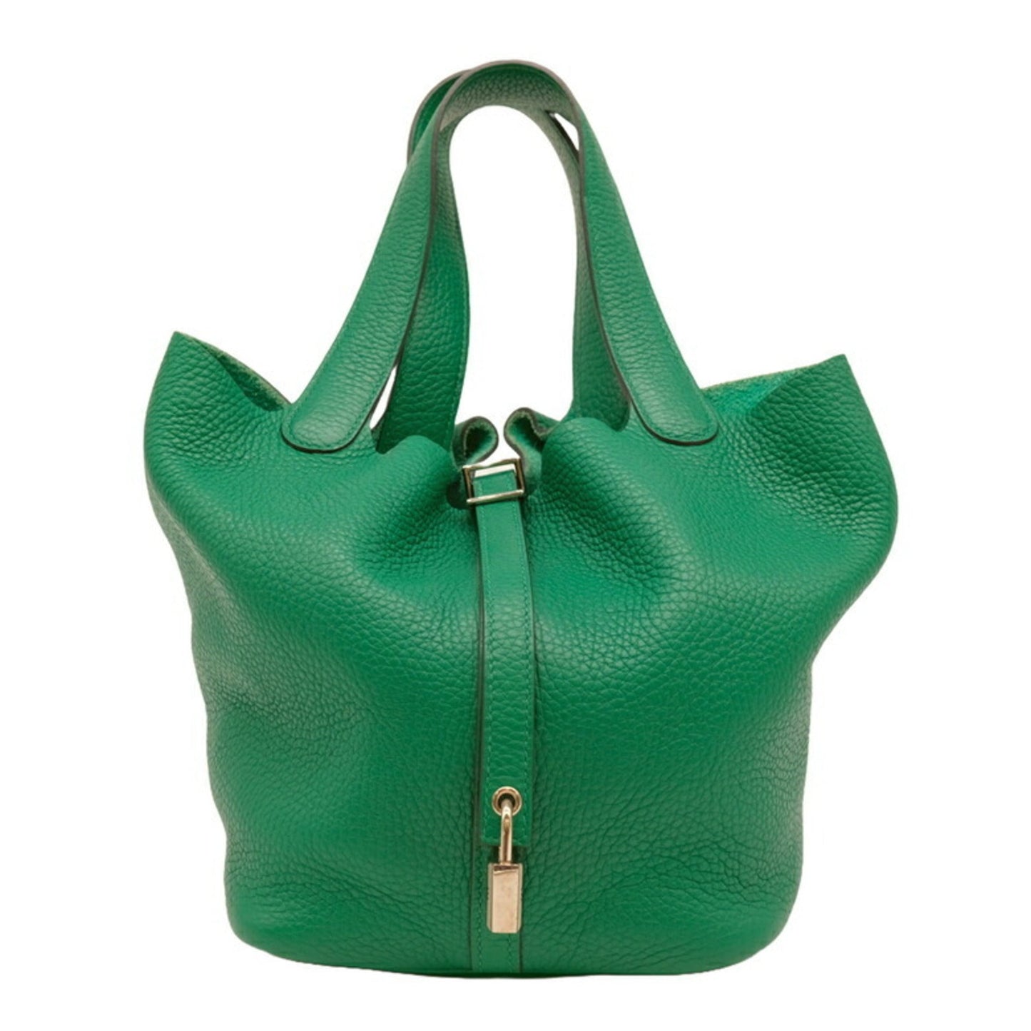Hermes Green Taurillon Clemence Leather Handbag Tote Bag ( )