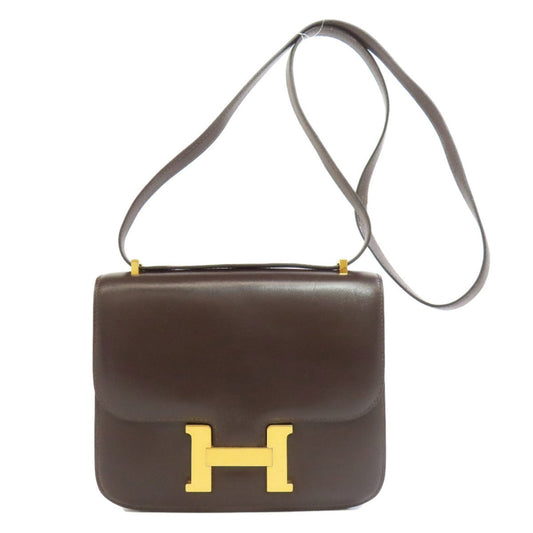 Hermes Dark Brown Box Calf Leather Shoulder Bag ( )