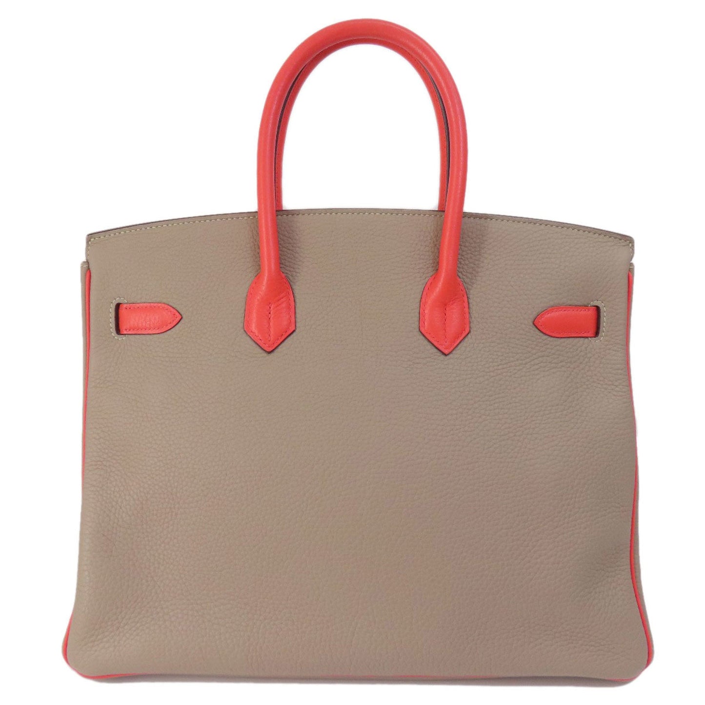 Hermes Grayish Red Color Taurillon Clemence Leather Handbag ( )