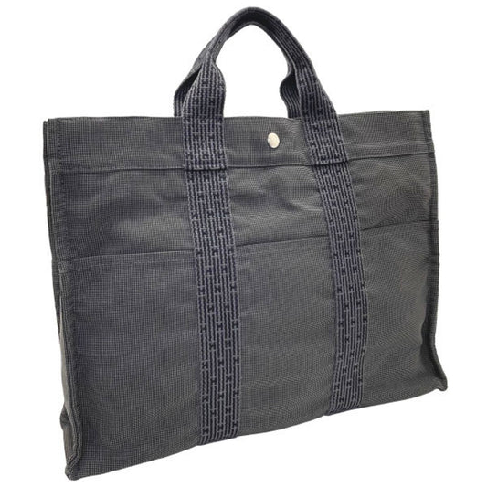 Hermes Her Line Gray Nylon Canvas Tote Bag ( )