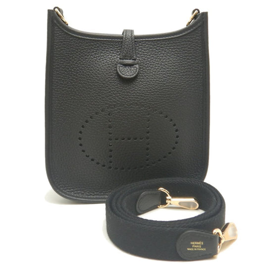 Hermes Evelyne Black Taurillon Clemence Leather Shoulder Bag ( )