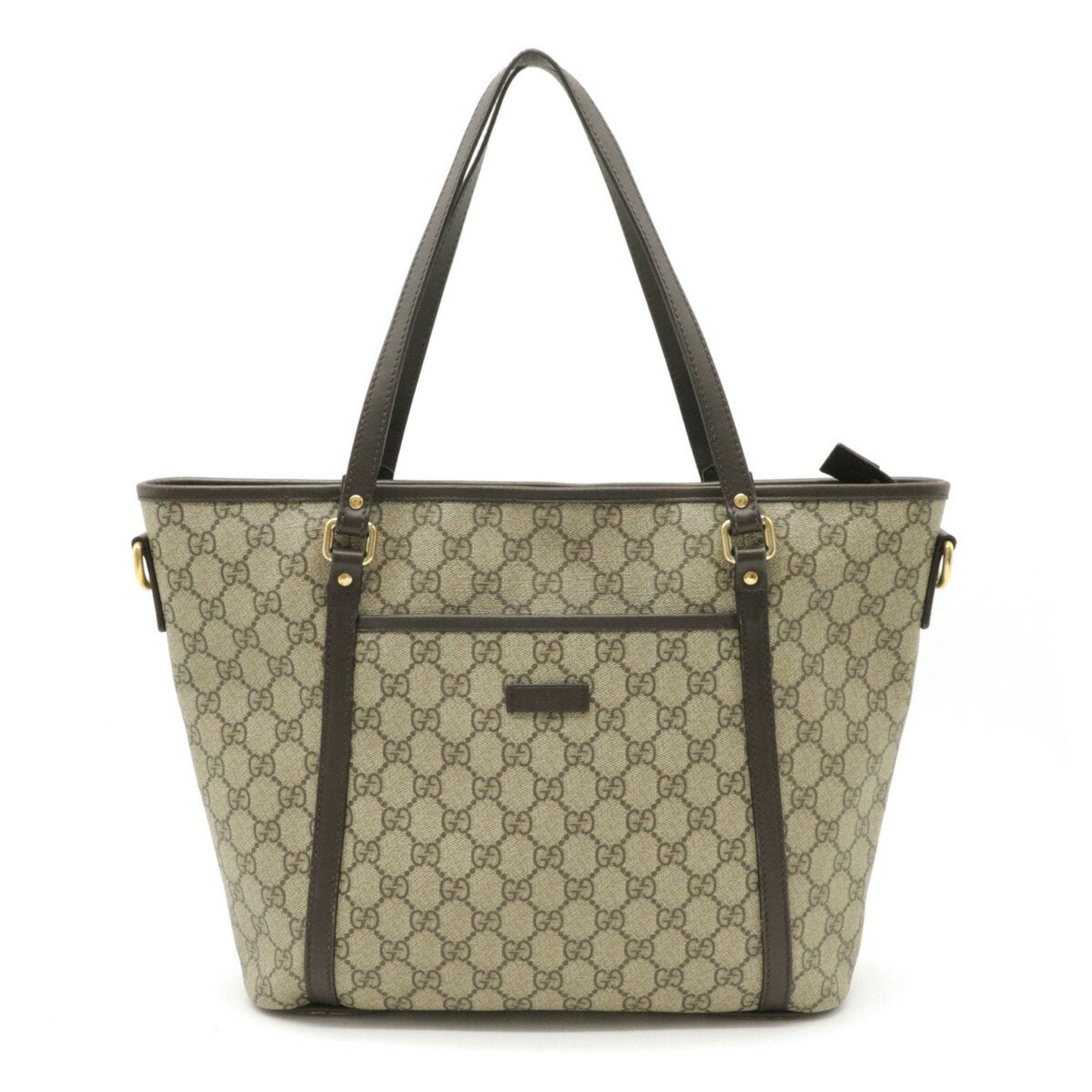 Gucci GG Supreme Brown Leather PVC Tote Style 2