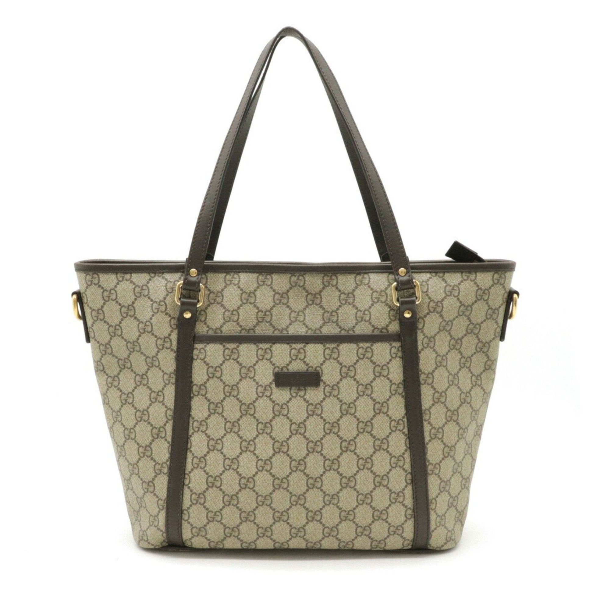 Gucci GG Supreme Brown Leather PVC Tote Style 2