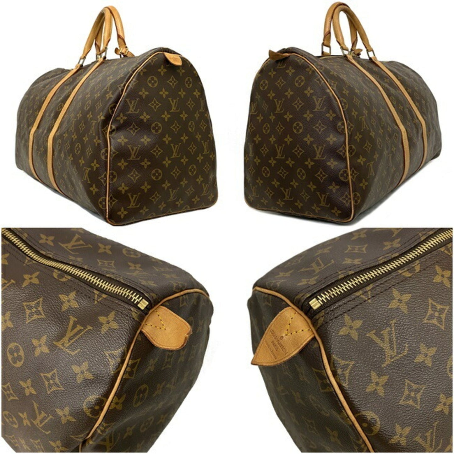 Louis Vuitton Boston Bag Keepol 55 Brown Beige Monogram Nume LOUIS VUITTON Handbag Unisex Louis Vuitton