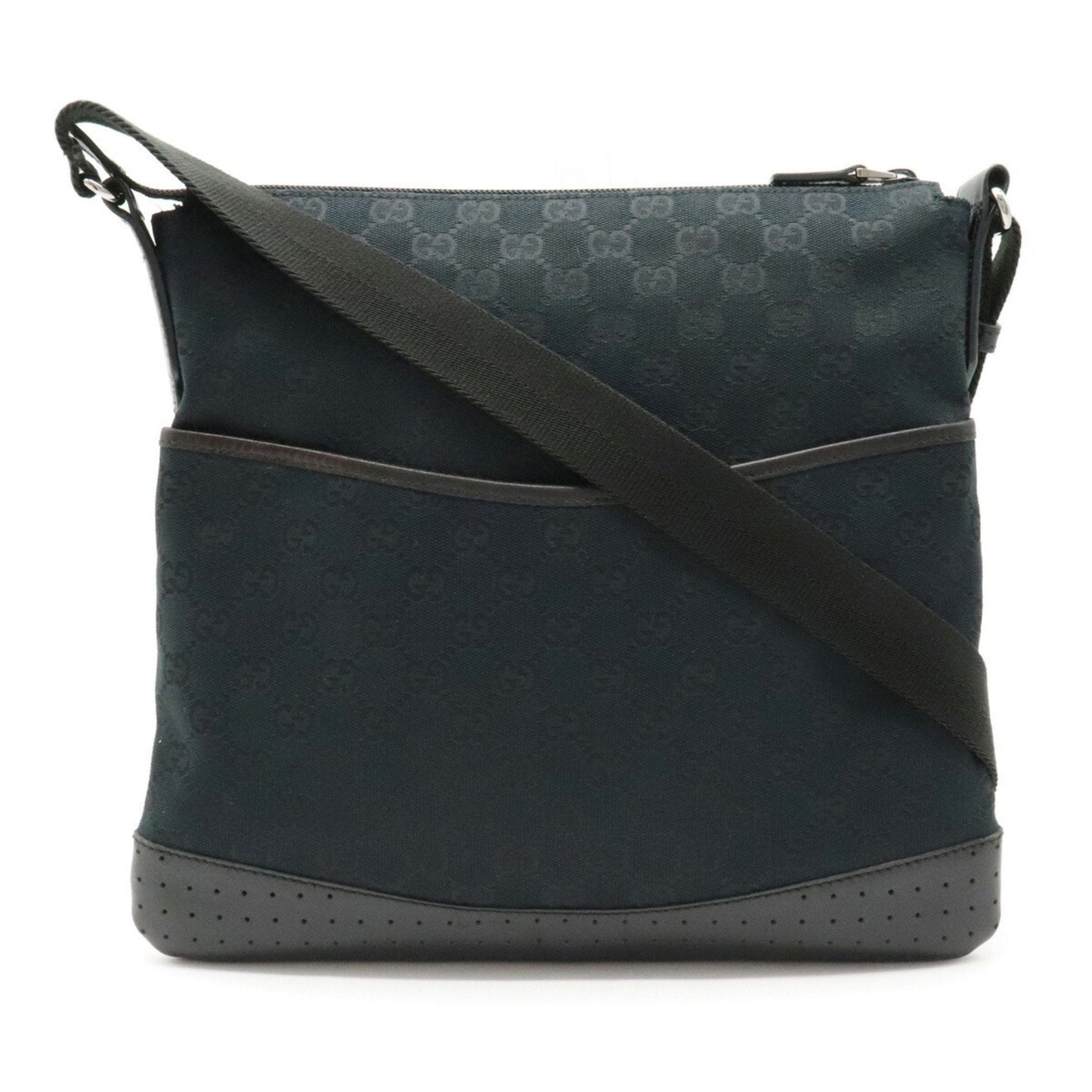 Gucci Black Leather Canvas Shoulder Bag Style 2