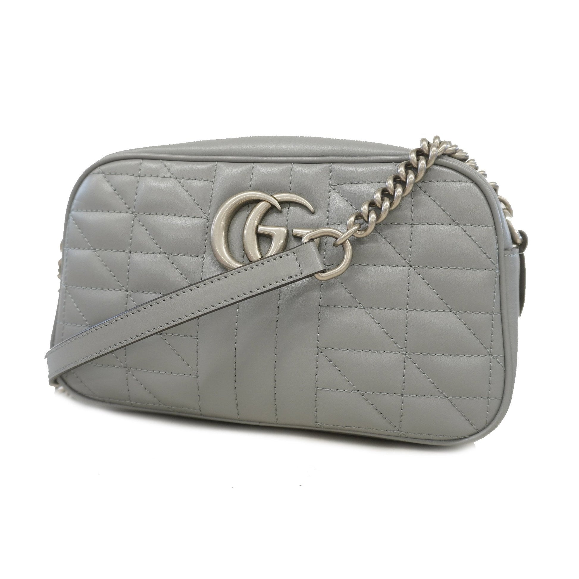 Gucci GG Marmont Grey Leather Shoulder Bag