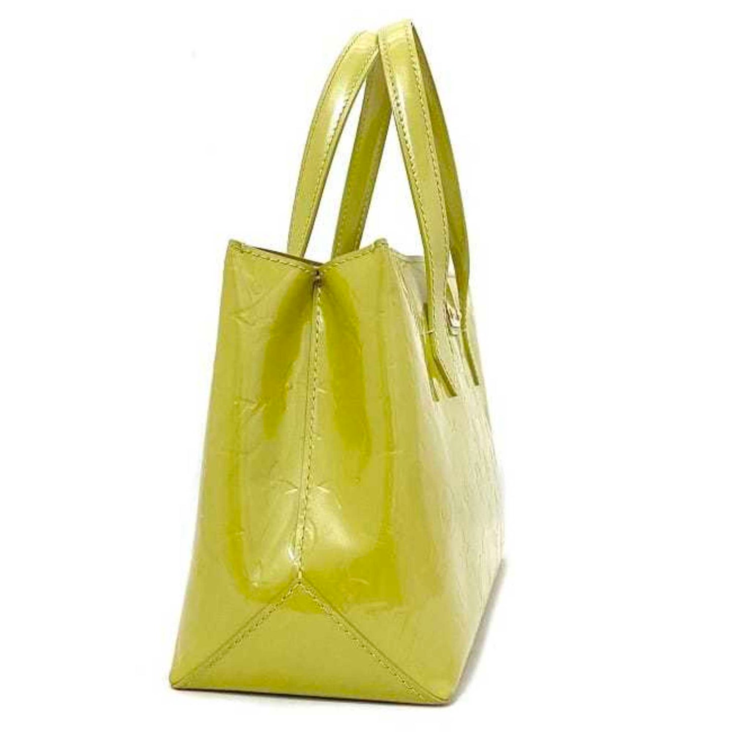 LOUIS VUITTON Handbag Wilshire PM Yellow Green Monogram Vernis Patent Leather M049 Embossed Enamel LV